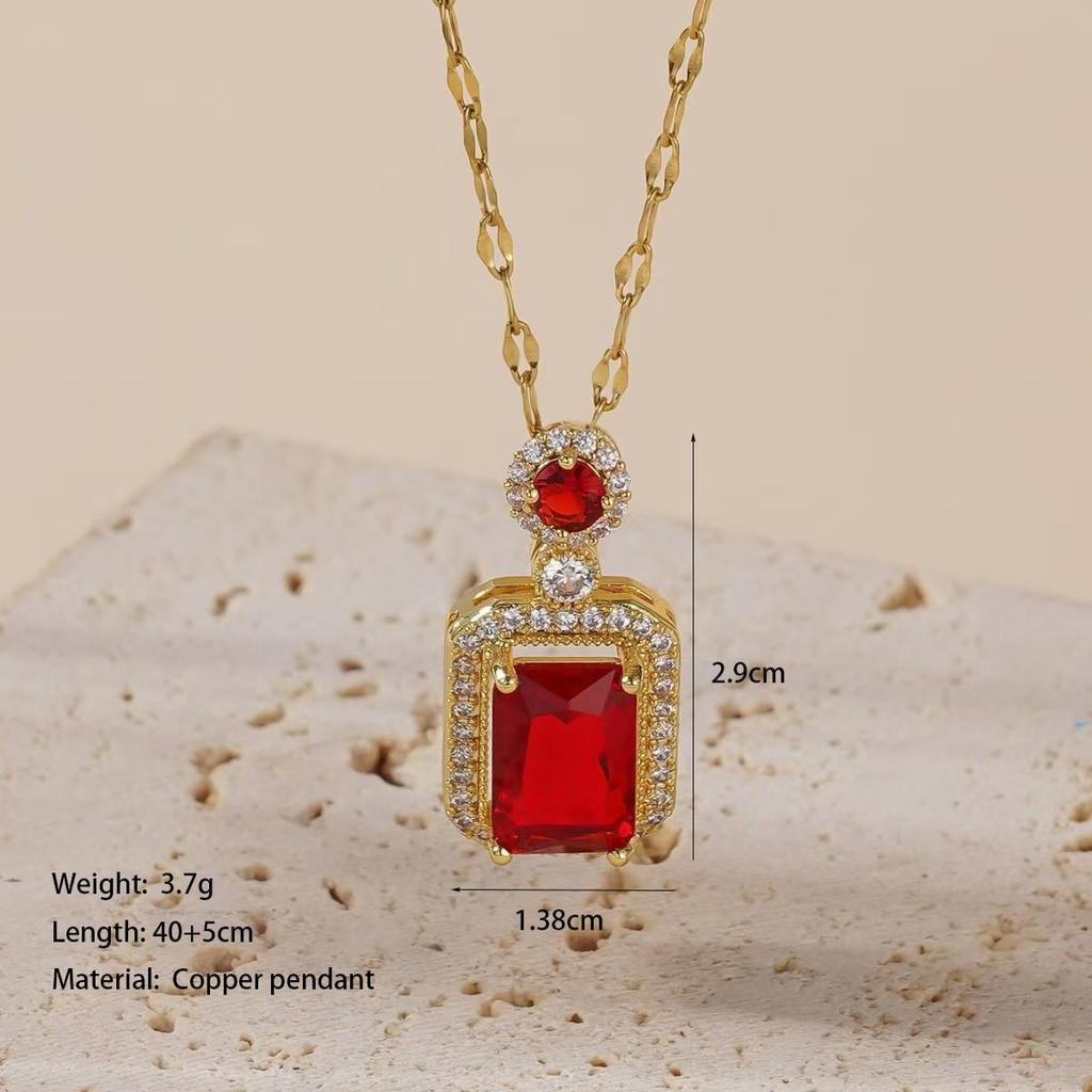 Smaragd Zirkon Ohrringe und Titanstahl Schlüsselbeinkette Set für Damen