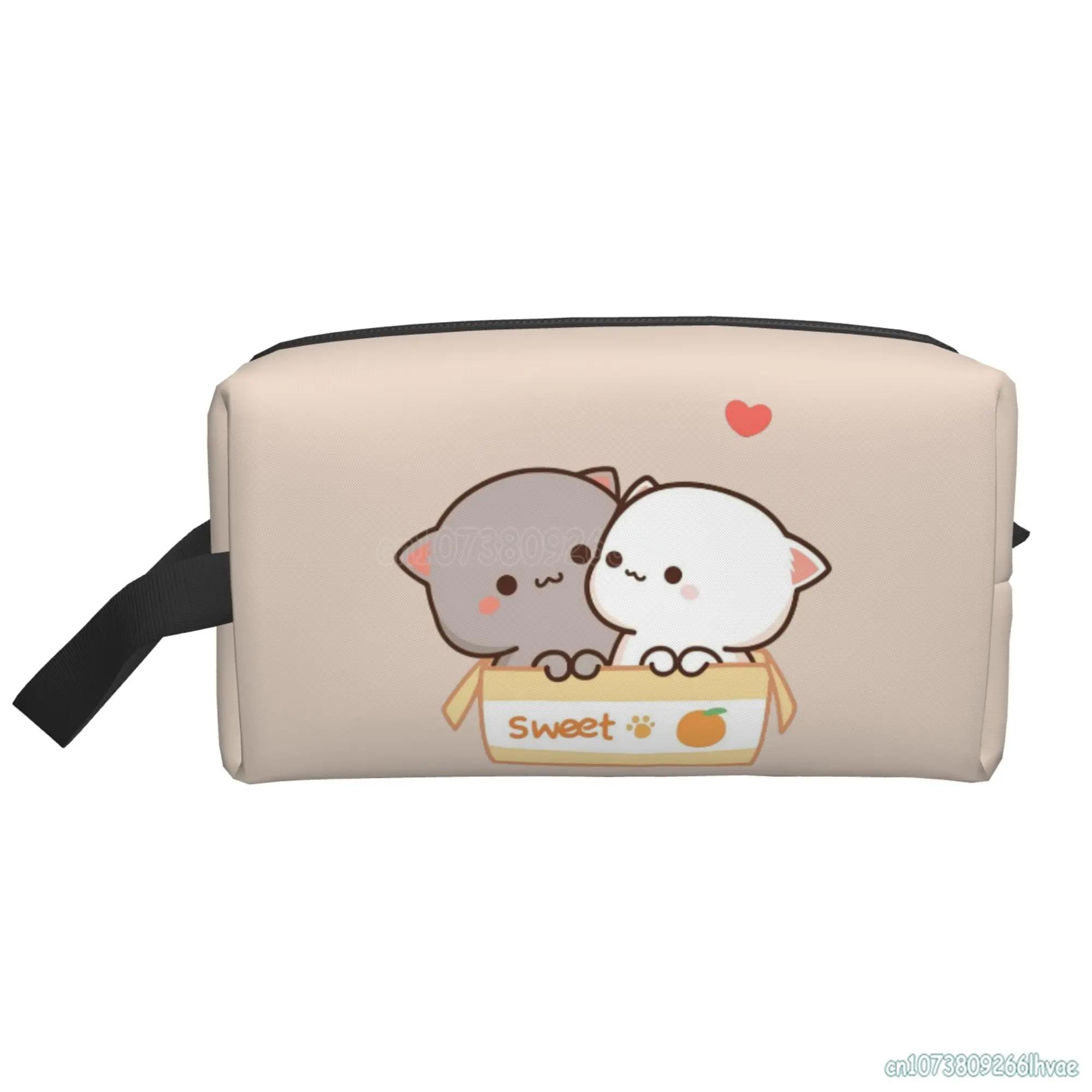 

Парные косметички Mochi Cat для женщин и девочек, большая вместительная косметичка для путешествий, портативная водонепроницаемая сумка для хранения туалетных принадлежностей