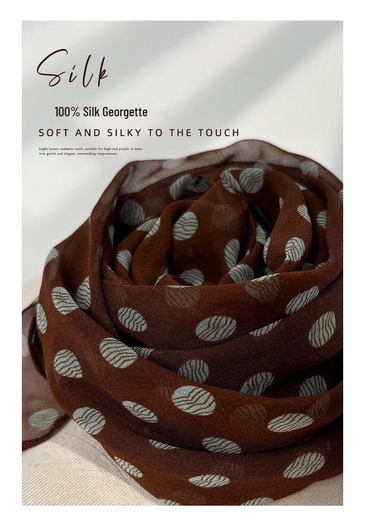 Smart Polka Dot Silk Scarf: Luxury Georgette Mulberry Shawl for Women - Spring/Summer Multifunctional Accessory