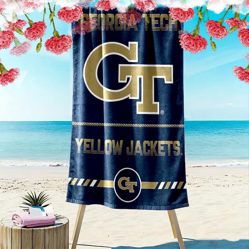 Georgia Tech Print Beach Towel, Large Soft Quick Dry Towel for Beach Camping Swimming
