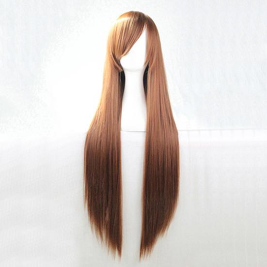 Moda Ragazze Donne Lunghe Cosplay Frangia Obliqua Dritto Parrucche Complete Estensioni Capelli