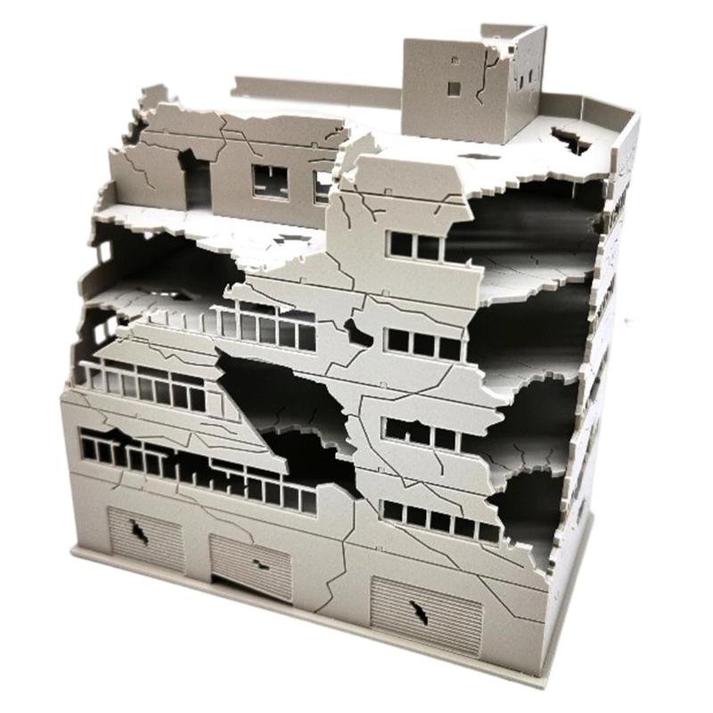 N Scale 1:144 Railway Scenery City Ruined Building Model Outland Model for DIY Sand Table Microlandscape Ornament