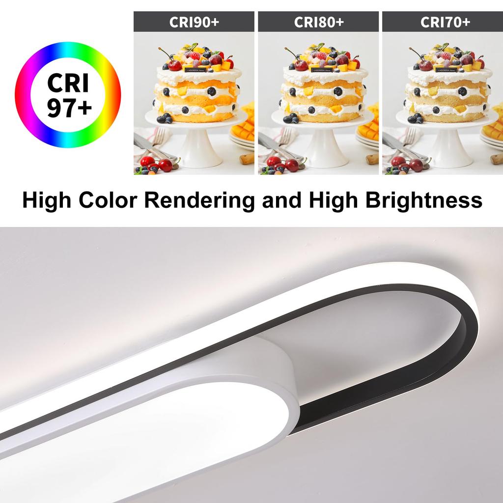 Wumaoxy Smart LED Ceiling Light, 72cm Wide, Dimmable, Linear Design, Contactless, 40W Equivalent, Metal, for Kitchens, Living Rooms, Hallways,