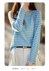 Women's French Retro Stripe Knitwear: Long Sleeve Round Neck Thin Wool Autumn Shirt