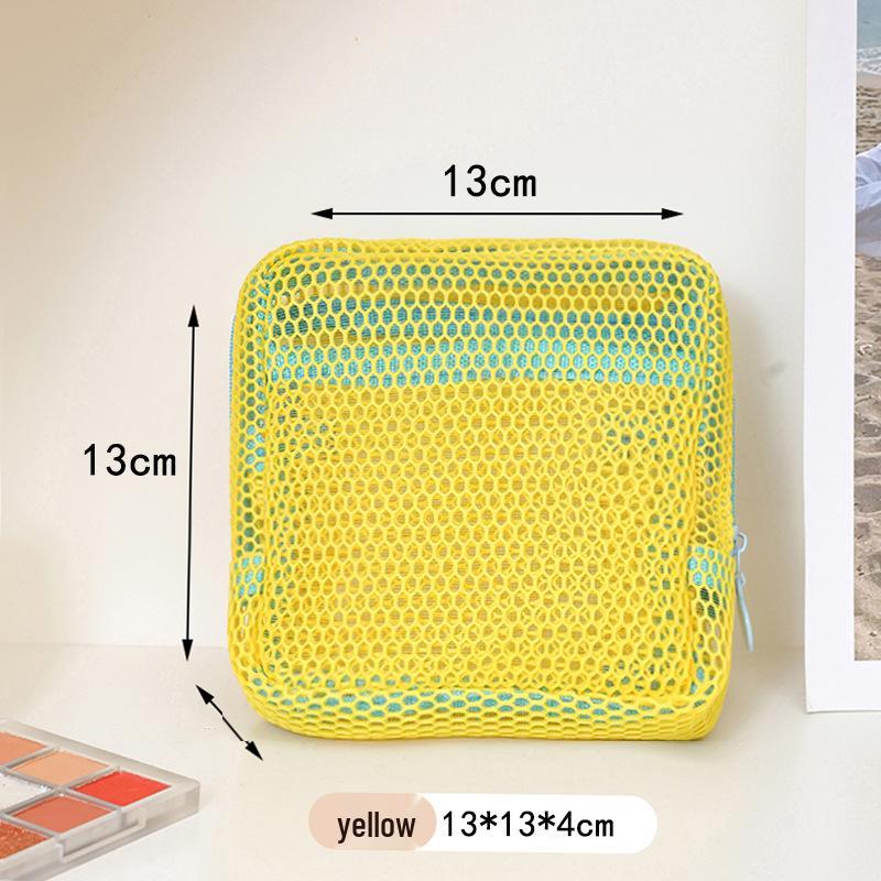 Dopamine Mesh Tofu Bag - Women's Large-Capacity Cosmetic Case & Mini Coin Purse
