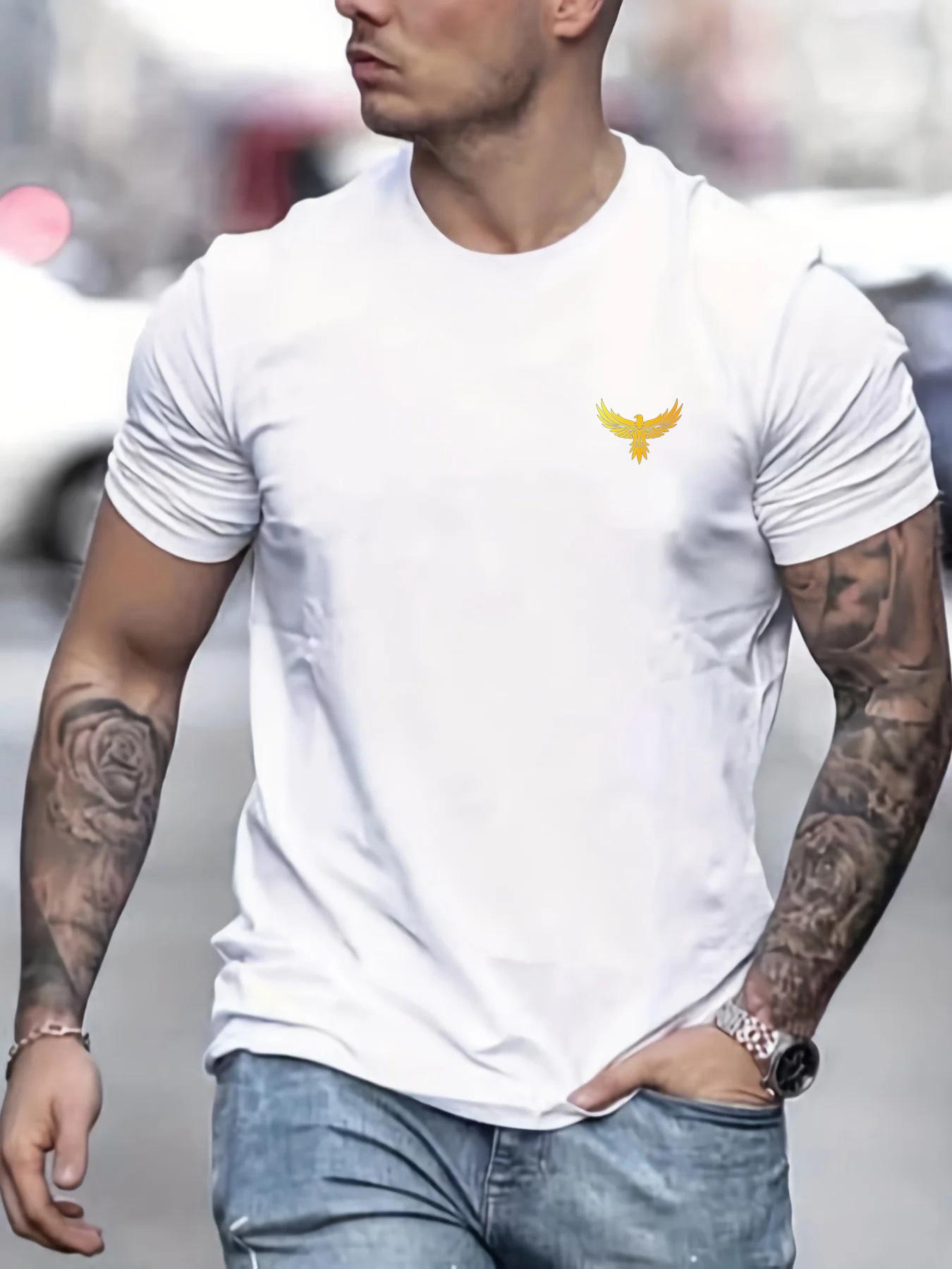 

Summer Men s Cotton Casual Loose Eagle Pattern Printed Round Neck Short Sleeve Large Street Handsome High Quality T-shirt 4XL