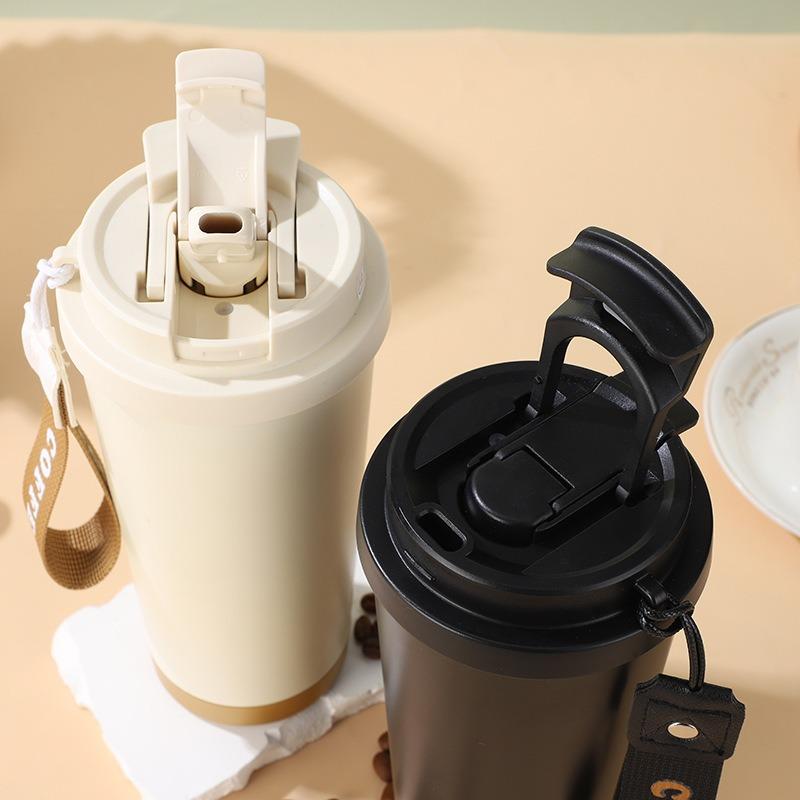 500ML Edelstahl Kaffee-Thermosflasche Thermobecher Auslaufsicher Auto-Thermoskannen Kaffeetasse Reise Tragbar Isolierte Flaschen