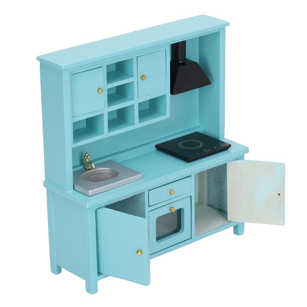 1:12 Dukkehus Kjøkkenleke Tre Miniatyr Kjøkkenmøbler Skap Leke for Barn