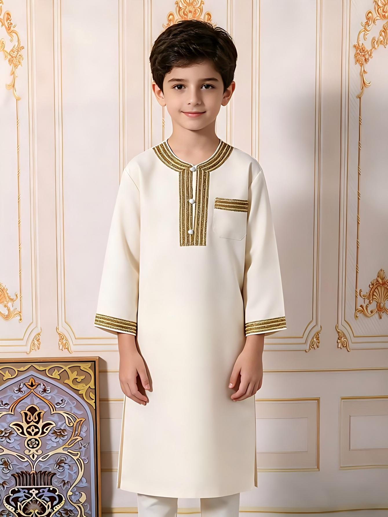 

N25101Khaki Thobe Shirt for Boys XS хаки