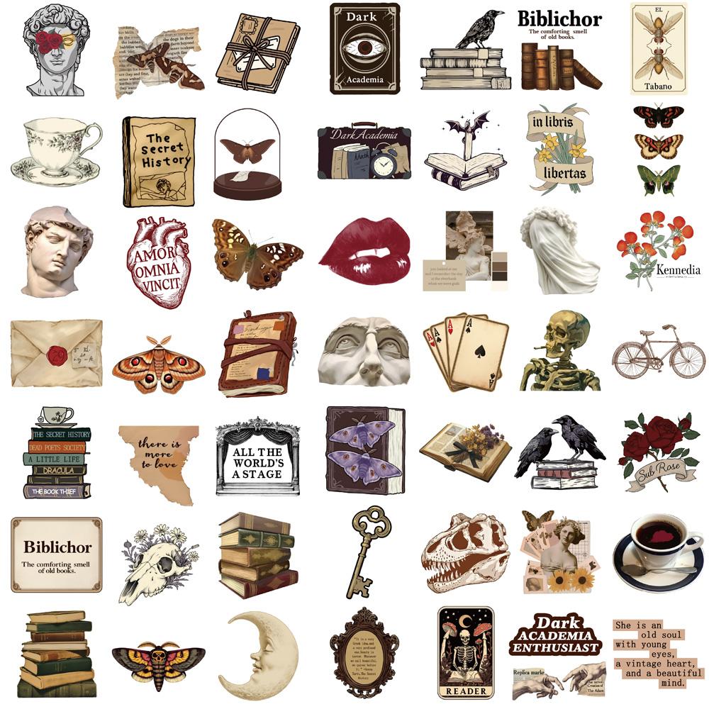 50PCS Dark Academia Sticker DIY Laptop Bicycle Motorcycle Living Room Luggage Skateboard Graffiti Waterproof Phone Sticker