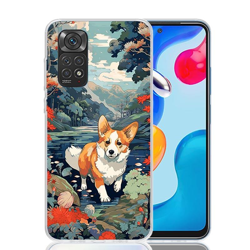 Cute Lovely Corgi Dogs Phone Case For Xiaomi Redmi Note 14 13 12S 12 11S 11T 11E Pro Plus 10S 10 Art Customized Coque Capa Note