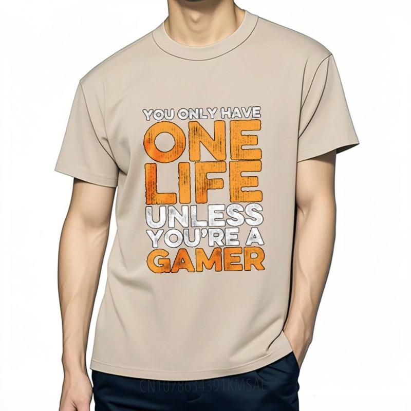 New Tee Plus Size Tshirt Soft For Unisex Crew Neck Tshirt Graphic You Only Have One Life Unless Youre A Gamer Retro Unisex Teeshirt