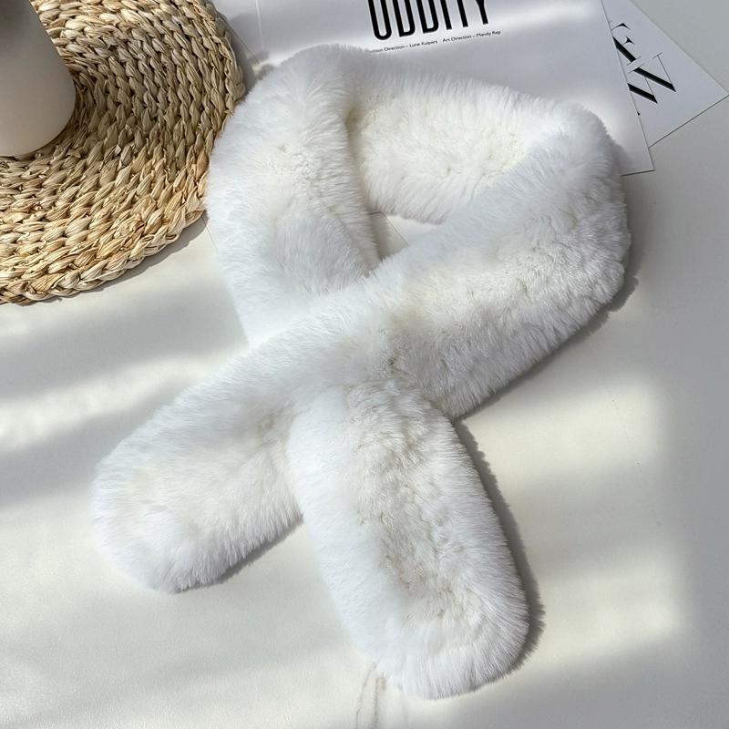 Otter Rabbit Fur Woven Small Scarf Practical and Versatile Autumn and Winter Korean Version Cute Warm Neck Scarf Real Fur Fur Scarf for Women