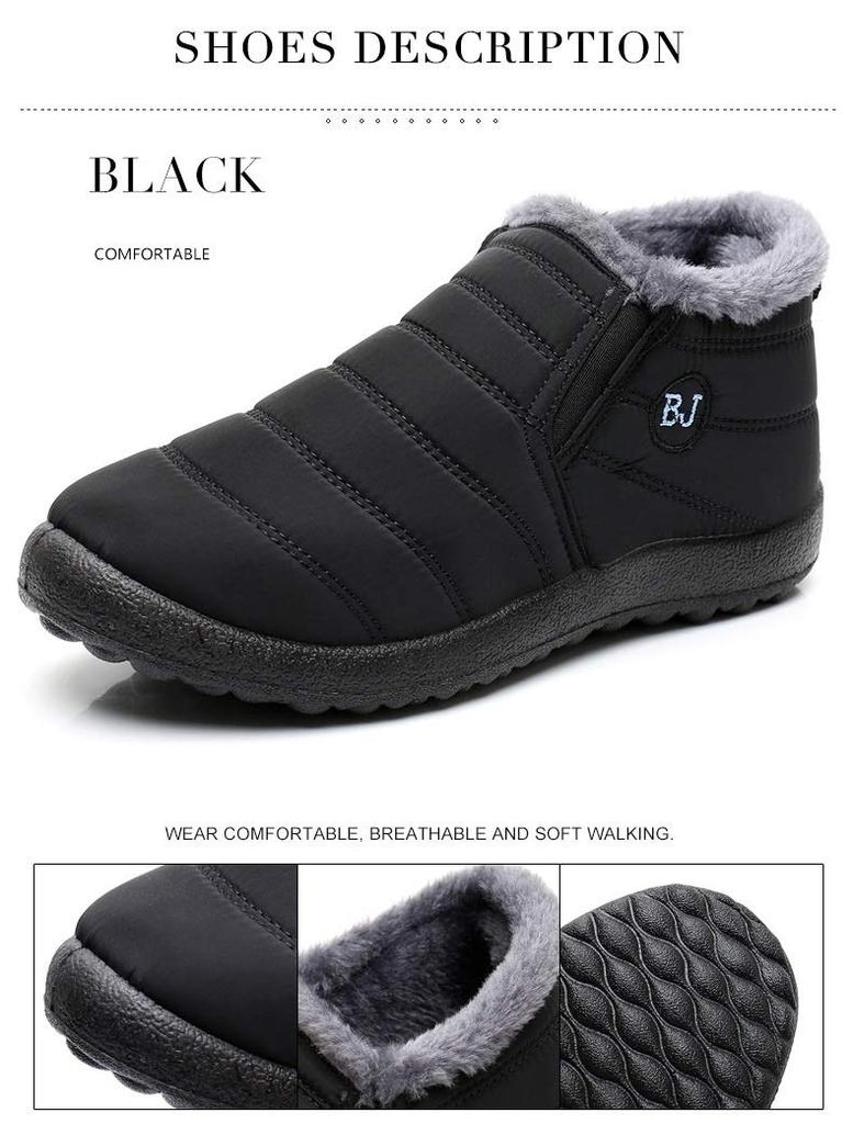 Cold Weather Side Winter Size 3E and more Snowshoes, Shoes, Unisex, Waterproof, Water-Repellent, Gore, Slip-On Boots, (25.5 cm, Black)