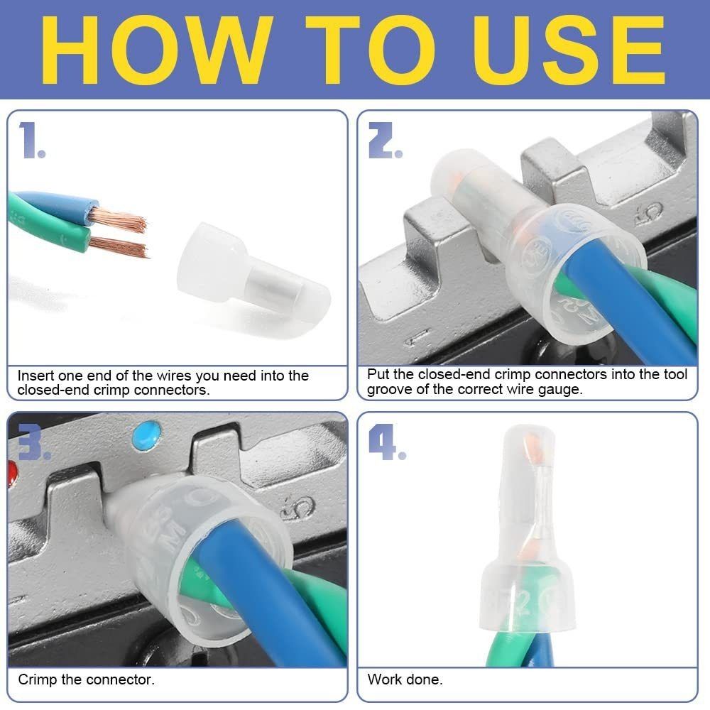 Nylon Closed End Crimp Caps Insulated Cable Terminals Connectors Cable End Closed Caps  Car Audio