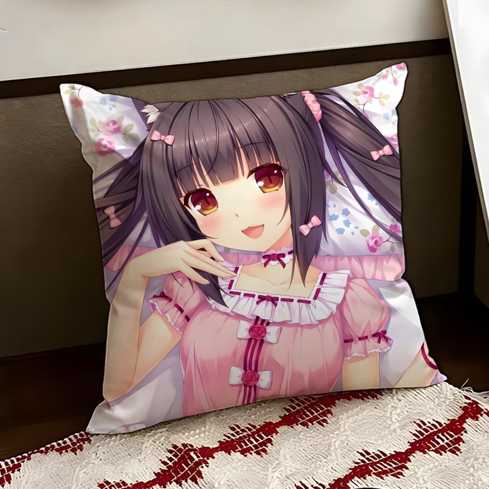 Anime NNekopara Cushion Cover Reversible Soft Durable Pillow Cover Home  Car MultiScene Use for Daily Comfort