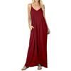 European and American Women's Clothing Solid Color Loose Pocket Long Dress, Vest Dress, Sexy Suspender Skirt