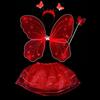 4Pcs Fairy Princess Children Costume Sets Butterfly Wings Wand Headband Tutu Skirt