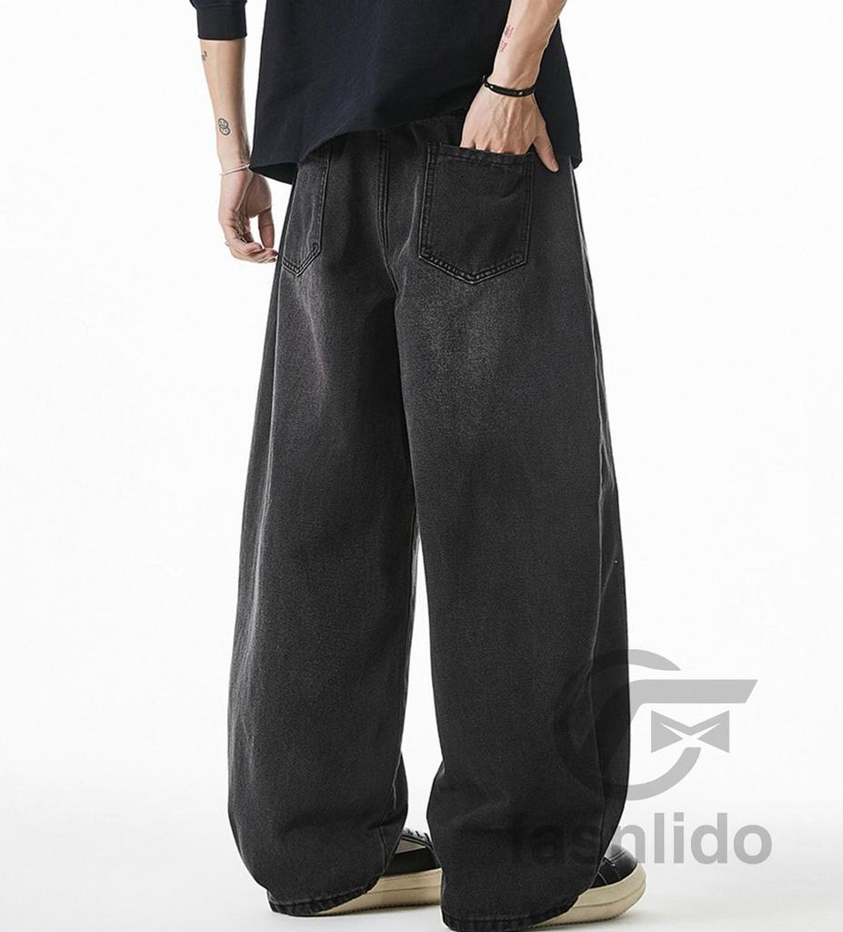 Wide Leg Long Straight Loose Solid Plus Winter Black [F fasnlido] Men's Jeans, Pants, Fit, Fit, Color, Sizes, Cotton, Spring, Summer, Fall, (JP,