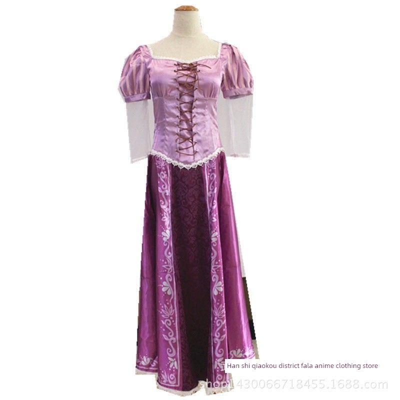 Аниме Рапунцель Костюм для Косплея Длинноволосой Принцессы Платье Рапунцель Костюм Одежда для Косплея Наряд Принцессы Rapunzel Dress XXL