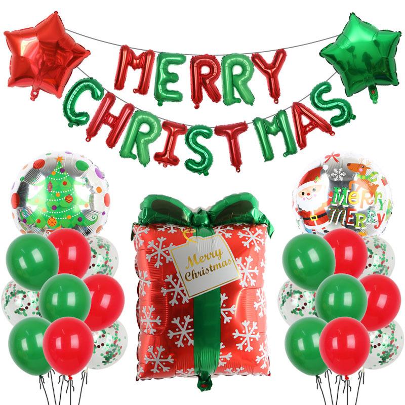 Christmas Decoration Balloon Set Smiling Snowman Elk New Year Arrangement Christmas Tree Party Decoration