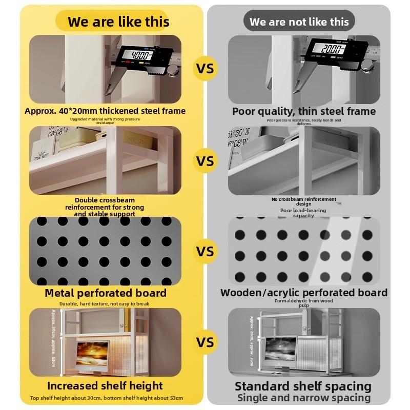 Multi-Layer Desktop Hole Board Storage Rack Stand up Computer Desk Organizer Student Dormitory Bookcase Horizontal Shelf Holder
