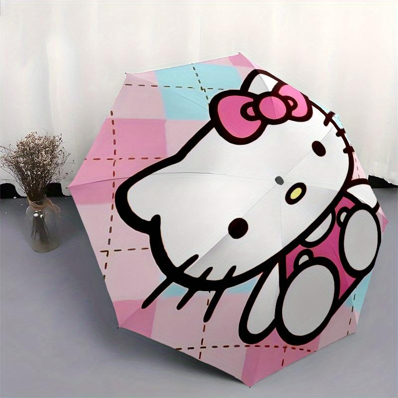 Hello Kitty,Plaid Automatic Umbrella-Foldable, Durable 8-Bone Design, Compact and Stylish, Great for Camping, Halloween, Christmas, Mother's