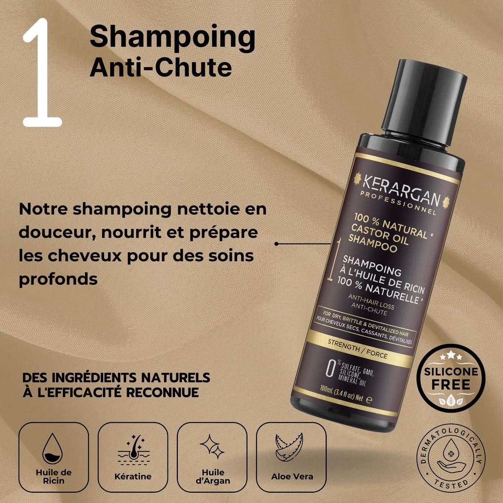 Kerargan Castor Oil Anti-Hair Loss Travel Kit - 3x100ml