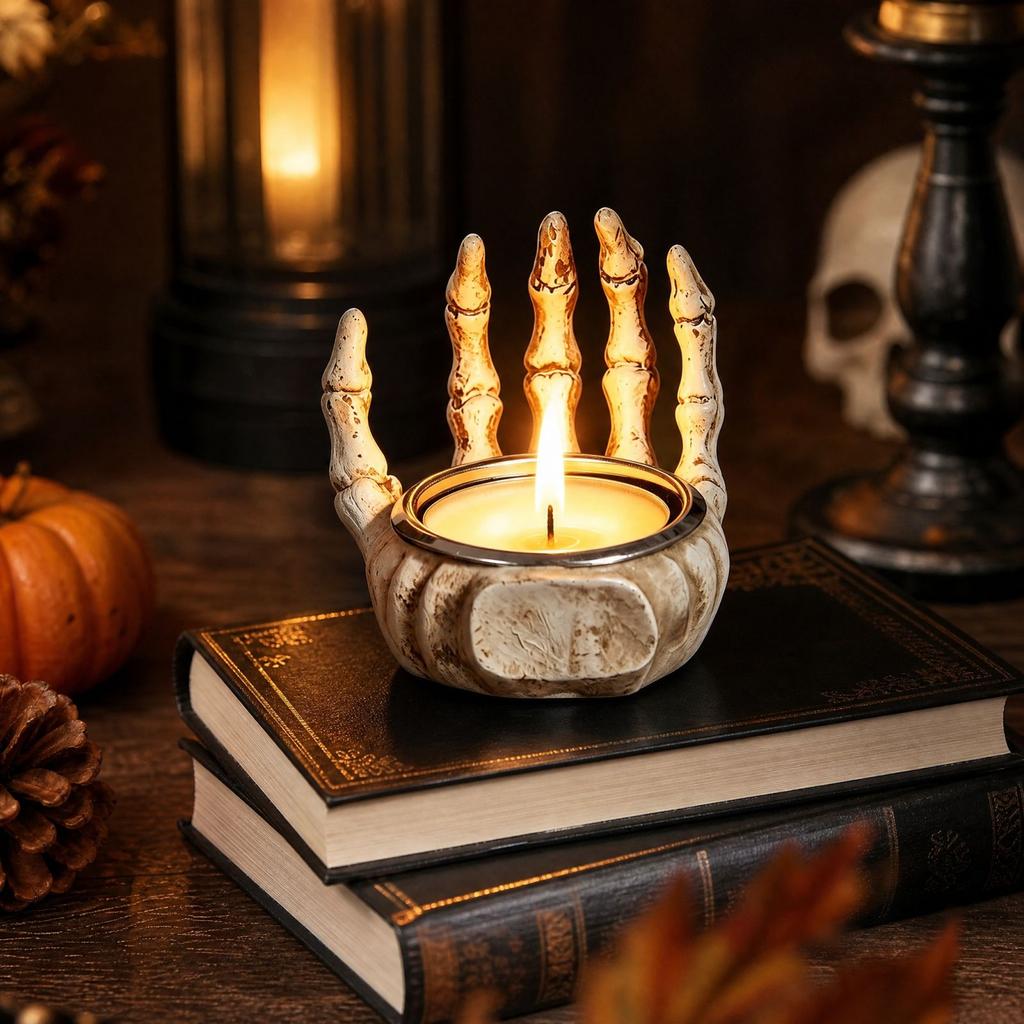 Halloween Skeleton Hand Candle Holder for Tabletop Decor