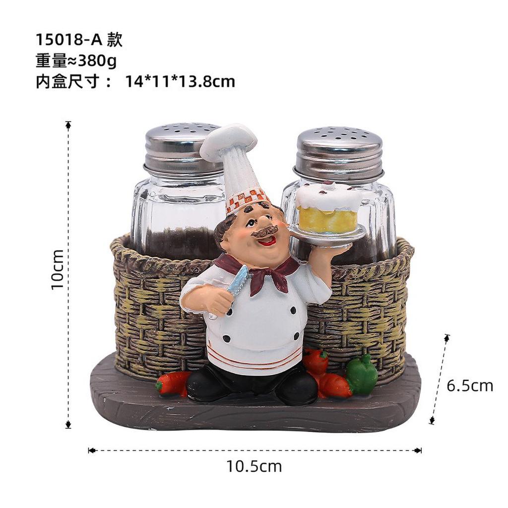 American Chef Functional Ornament Resin Restaurant Bar Coffee Shop Pepper Powder Bottle Shelf