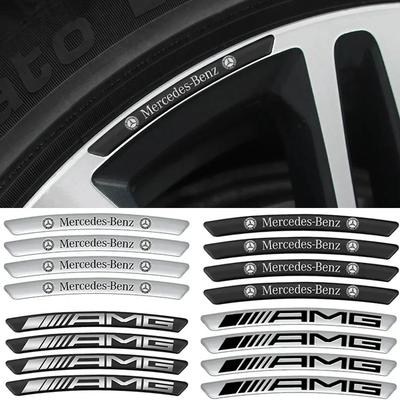 4Pcs Aluminium Car Emblem Wheel Hub Rim Badge Stickers Decals For Mercedes Benz AMG W212 W204 W211W168 W213 W210 W124 GLA GLC