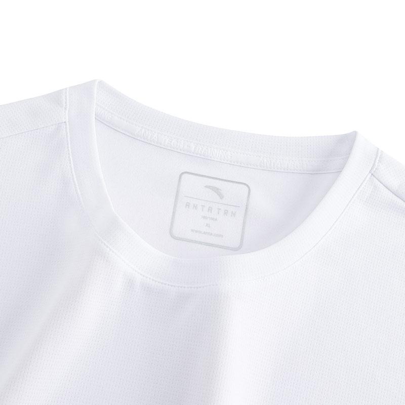 Anta Training Series Logo Print Round Neck Breathable Versatile Short Sleeve T-Shirt Men Tops Pure-White 952527116-1
