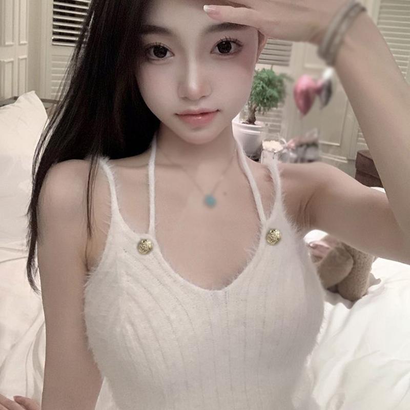 

Короткие укороченные топы Женский жилет Норка Женский топ Женский слинг Поперечный плечевой ремень трикотажный