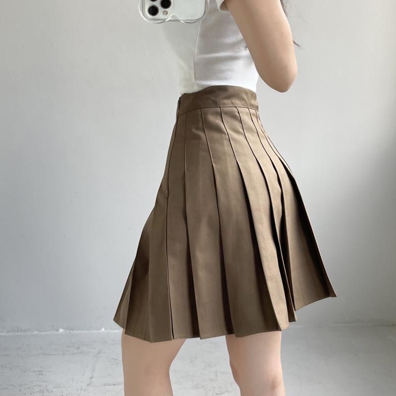 Academy Style Pleated Skirt: Plus Size, High Waist, Mid-Length for Junior & Senior High Students [4 Lengths]