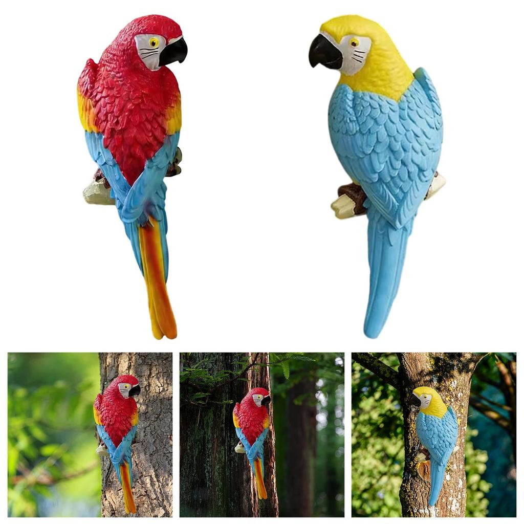 Vivid Parrot Figurine Realistic PVC Bird Statue Garden Decorative Ornament for Lawn Backyard Terrace