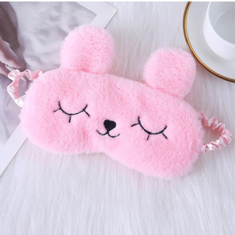 1Pc Cute Cartoon Rabbit Plush Sleeping Eye Mask Comfortable Sleep Mask Sleep Aid Traveing Home Shading Light Eye Cover Eyeshade