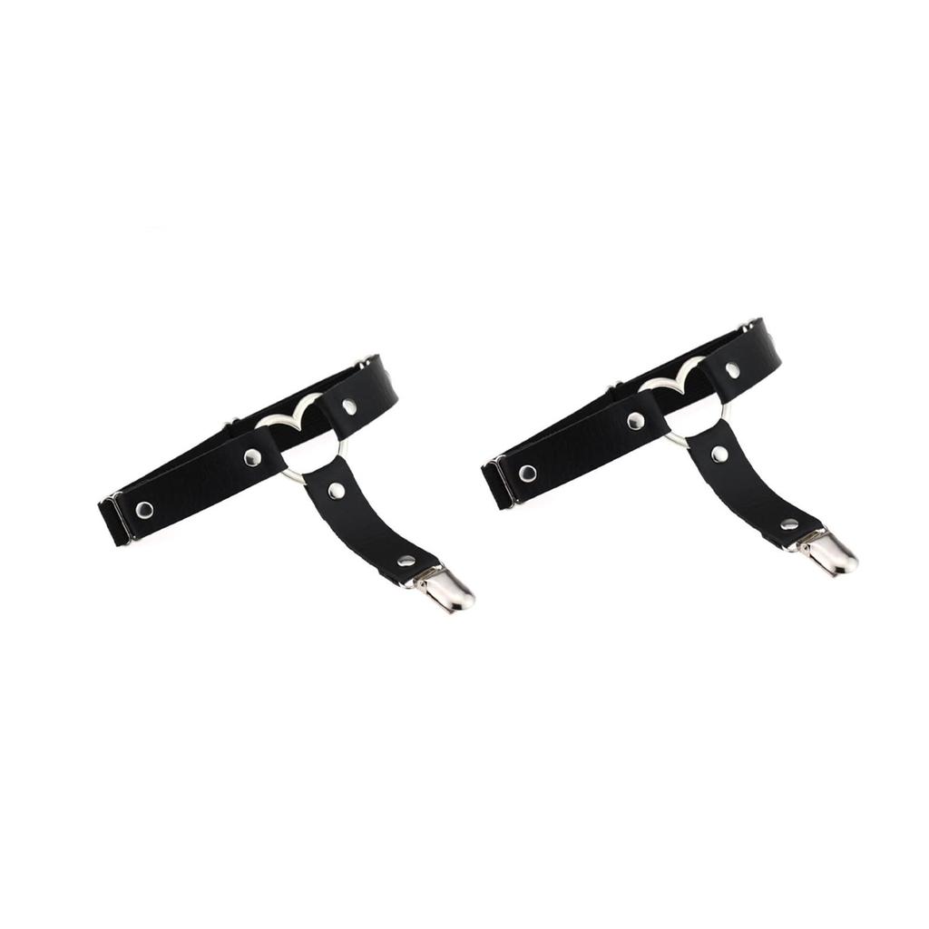 LIKENNY Black Leg Leg Garter Sock 1 Pair Heart-Shaped Garters, Rings, Belt, Garter, Non-Slip, Adjustable,