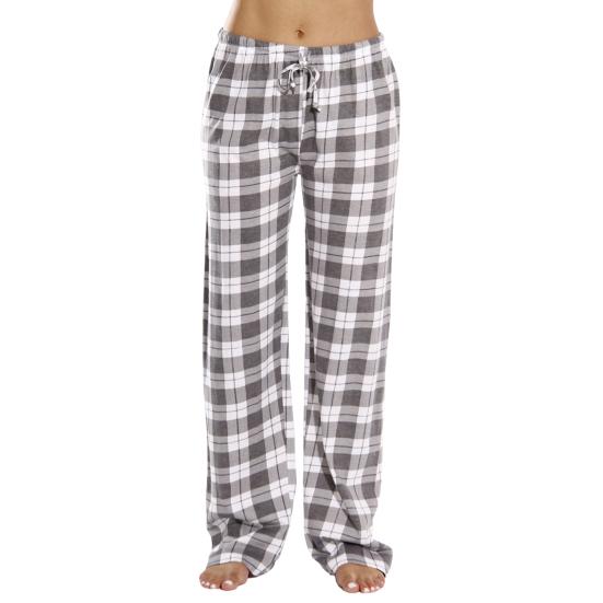 Calças Femininas para Casa Cintura Elástica com Cordão Casual Calças de Perna Larga Estampa Xadrez Caimento Solto Calças de Lazer