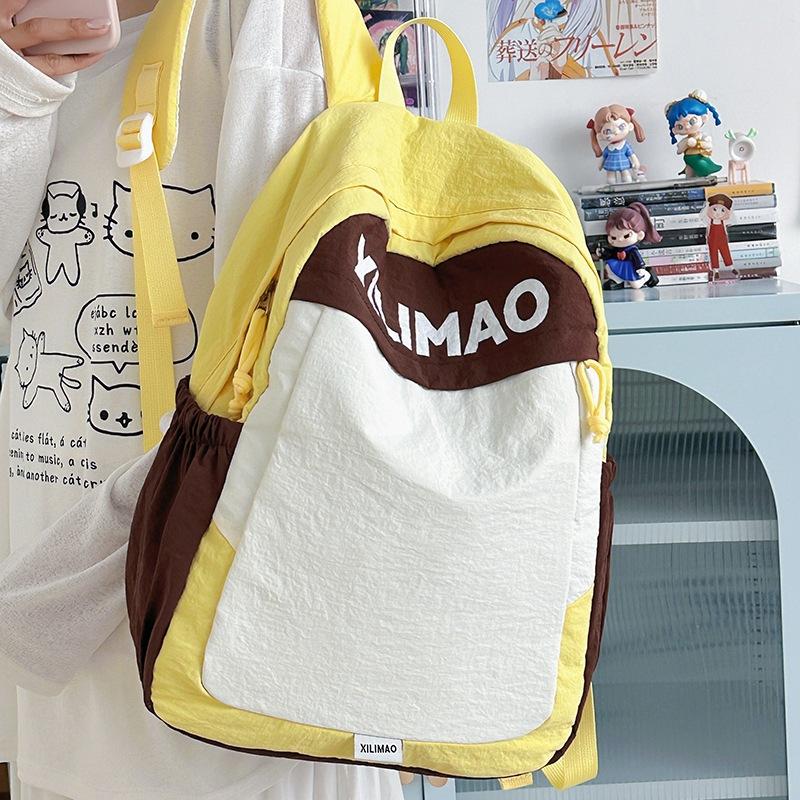 Fashion Trend Splicing Male and Female Students Schoolbag Anti-splashing Large Capacity Going Out Light Travel Backpack