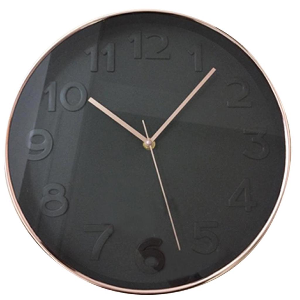 Les Trésors De Lily [Q1687] - Silent Clock 'Design' Black Gold Rose - 30.5cm