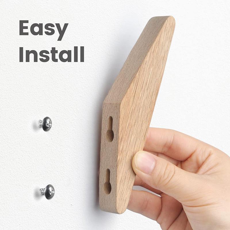 1/2/4 PCS Wooden Triangle Angle Hook Wall Mounted Coat Hooks Multi-Use for Hats&Bags Home Storage Accessory
