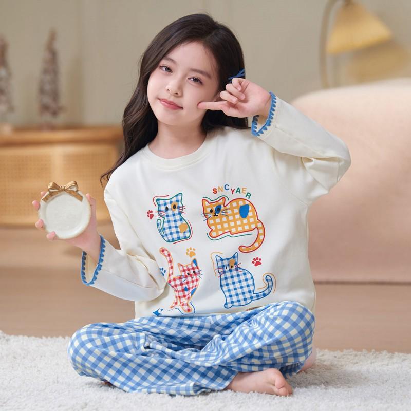 Girls Cotton Pajama Set Long Sleeve Cartoon Princess Sleepwear Ages 8 2026 Kids Home Outfit