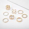 7Pcs Bohemian Creative Retro Simple Multi-Layer Opening Cross Twist Ring Set Jewelry For Women Geometric Ring