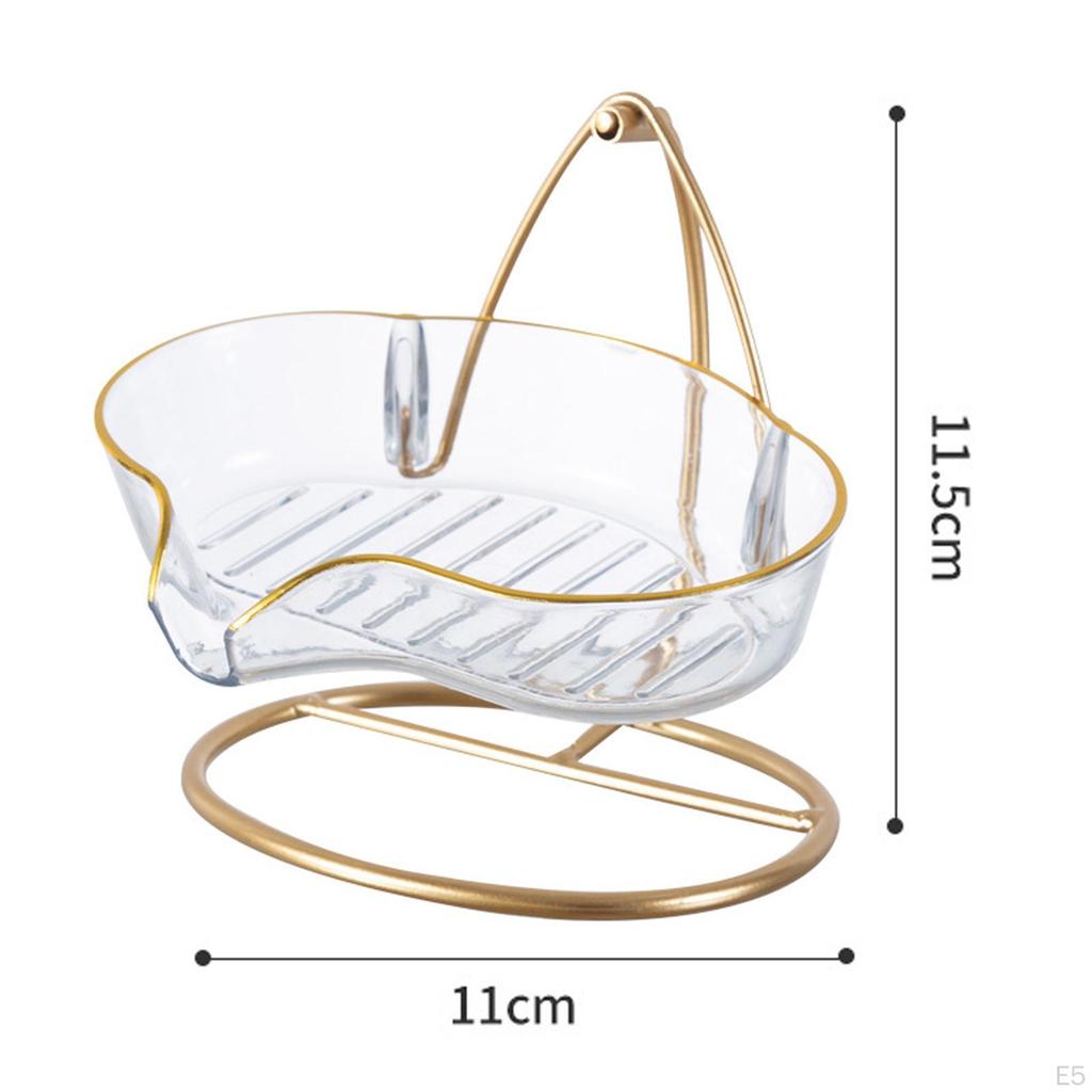 Bathroom Soap Dish, Nordic Style Box, Metal Stand Holder, Self Draining Tray for