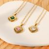 Retro Hong Kong-Inspired Exquisite Women's Bracelet: 18K Gold Titanium Steel with Zircon Square Pendant Beads.