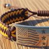 Patriotic American Flag Bracelet Engraved Metal Centerpiece Adjustable Knot Design Wristband Patriotic Accessory