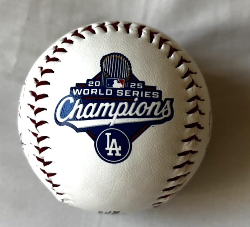 MLB Official Los Angeles Dodgers 2025 World Series Championship Commemorative Ball, Signed by Shohei Ohtani, Yoshinobu Yamamoto, and Roki Sasaki белый