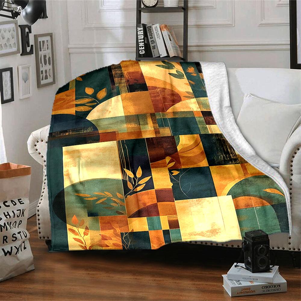 1Pc Abstract Art Composition Blanket Soft And Comfortable Casual Warm Camping Travel Christmas Halloween Xmas Gift M92832