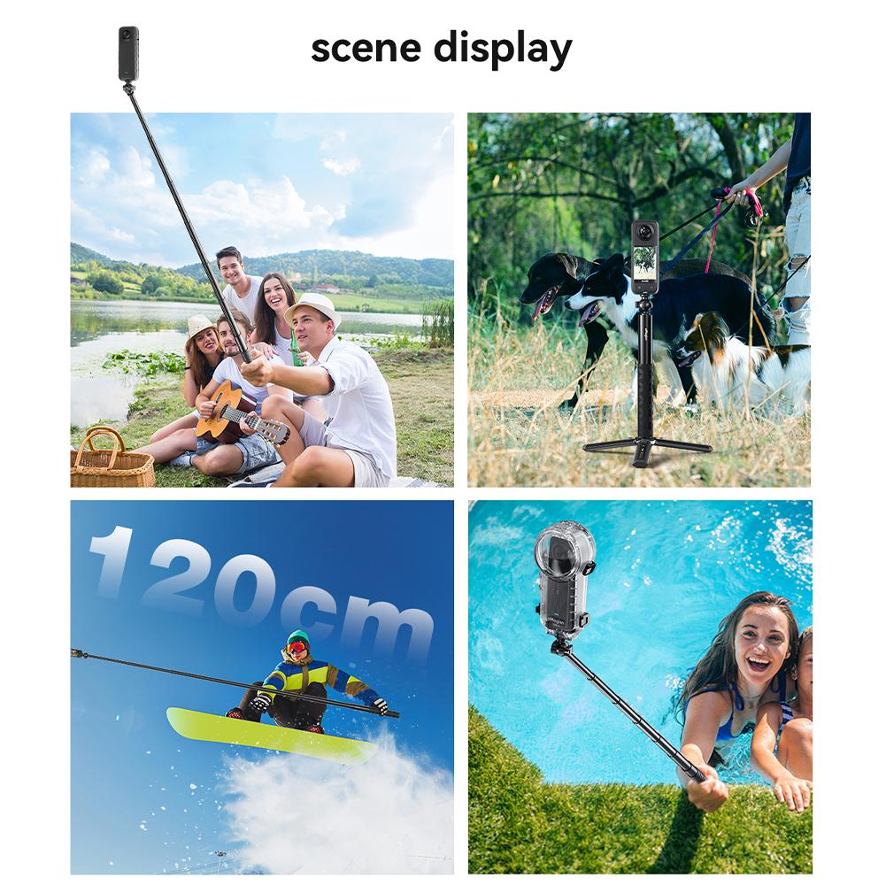 360° Rotatable Selfie Stick Portable Extendable Invisible Pole Compatible For DJI ACTION 3/4/pocket3 Action Camera