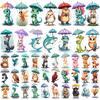 54pcs Waterproof Temporary Tattoos Kids Cute Umbrella Rain Animal Pig Fox Fake Tattoo Kawaii Body Art Arm Tattoo Stickers